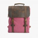 Crazy Horse Leather Canvas Travel  Backpack