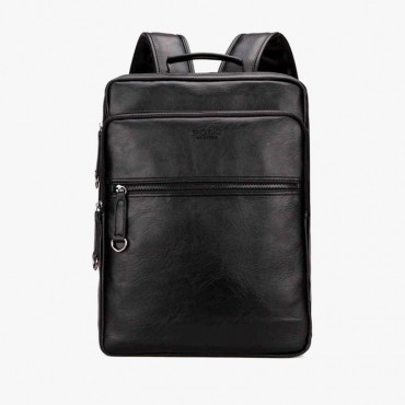 Large Capacity Cool Black Leather Backpack